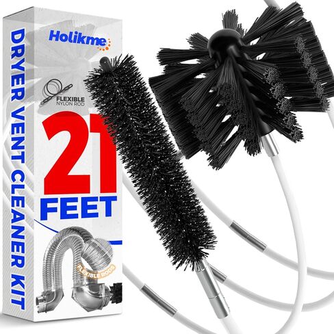 Holikme 25 Feet Dryer Vent Cleaning Brush, Lint Remover, Synthetic Brush Head, Use with or Without a Power Drill in Saudi Arabia