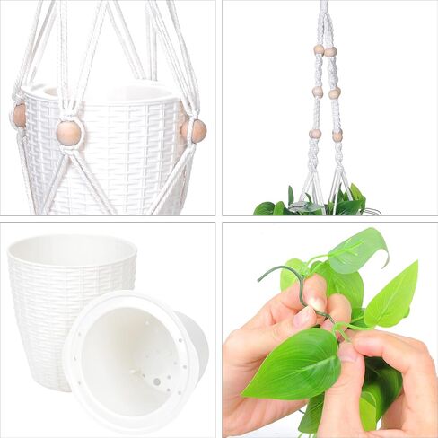 الملك ما وهمية النباتات المعلقة ديكور مع وعاء، 2PCS 3.3ft النباتات الاصطناعية للمنزل داخلي شماعات نبات مكرامية مع الكروم وهمية اللبلاب والسنانير لغرفة النوم الحمام جدار ديكور الزفاف in Kuwait