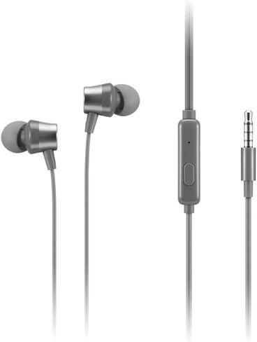 Lenovo - 300 Wired in-Ear USB-C Headphones - in-Line Microphone - USB-C Connectivity - Play & Pause Button - 3 Sizes Silicone Ear Tips Included, Grey in Kuwait