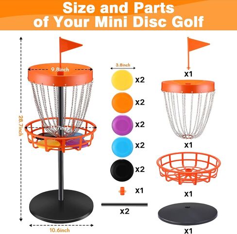 Lenwen 29 Inches Mini Disc Golf Baskets with 10 Flying Discs, Kids Disc Golf Set, Mini Disc Golf, Disc Golf Starter Set for Games Beach Indoor Outdoor Yard in Saudi Arabia