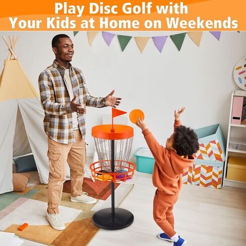 Lenwen 29 Inches Mini Disc Golf Baskets with 10 Flying Discs, Kids Disc Golf Set, Mini Disc Golf, Disc Golf Starter Set for Games Beach Indoor Outdoor Yard in Saudi Arabia