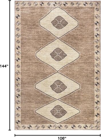 Rugs USA x Lauren Liess Fennel Diamond Machine Washable Area Rug, 9x12, Light Brown in Saudi Arabia