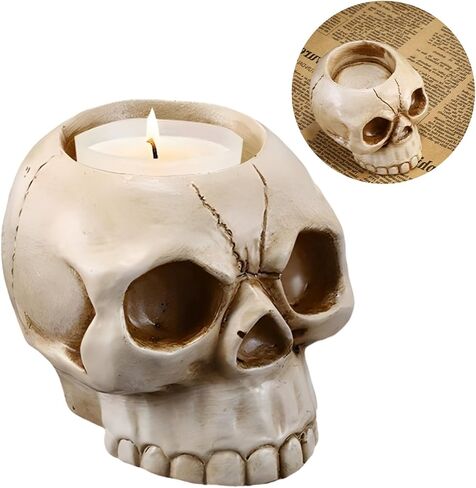 ZCYJHOT Gothic Skeleton Candlestick, Skeleton Candlestick,Resin Skeleton Candlestick,Skull Candle, Halloween Skull Candlestick,Halloween Family Party Decoration in Saudi Arabia