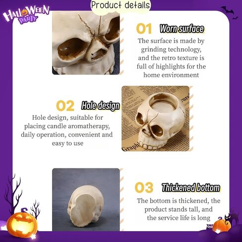 ZCYJHOT Gothic Skeleton Candlestick, Skeleton Candlestick,Resin Skeleton Candlestick,Skull Candle, Halloween Skull Candlestick,Halloween Family Party Decoration in Saudi Arabia