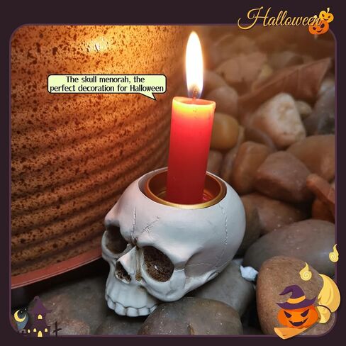 ZCYJHOT Gothic Skeleton Candlestick, Skeleton Candlestick,Resin Skeleton Candlestick,Skull Candle, Halloween Skull Candlestick,Halloween Family Party Decoration in Saudi Arabia
