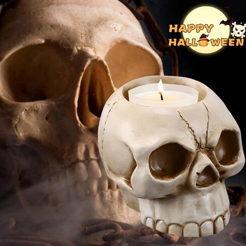 ZCYJHOT Gothic Skeleton Candlestick, Skeleton Candlestick,Resin Skeleton Candlestick,Skull Candle, Halloween Skull Candlestick,Halloween Family Party Decoration in Saudi Arabia