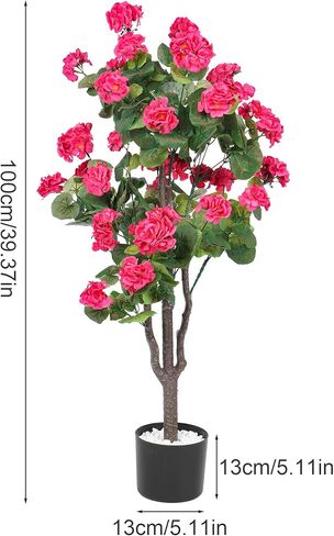 شجرة اصطناعية مع زهور، عبوتان من نباتات الأشجار المزيفة للأماكن الخارجية والداخلية، نبات بيجونيا صناعي في وعاء مع زهور ديكور المنزل ديكور الباب الأمامي للمكتب in Kuwait