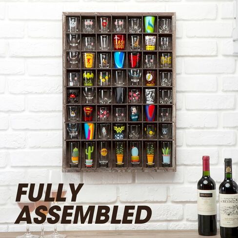 J JACKCUBE DESIGN - Shot Glasses Display Case(Set of 2) 56 Compartments Wall Mount Pint Glass Shadow Box Bar Cabinet Collection Freestanding - MK524AA in Kuwait