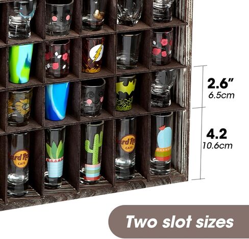 J JACKCUBE DESIGN - Shot Glasses Display Case(Set of 2) 56 Compartments Wall Mount Pint Glass Shadow Box Bar Cabinet Collection Freestanding - MK524AA in Kuwait