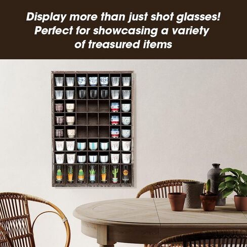 J JACKCUBE DESIGN - Shot Glasses Display Case(Set of 2) 56 Compartments Wall Mount Pint Glass Shadow Box Bar Cabinet Collection Freestanding - MK524AA in Kuwait