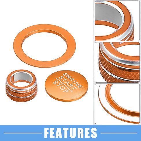 مقبض تبديل حجم الصوت للوسائط، غطاء زر تشغيل المحرك لسيارة Honda Civic 2022-2023، سبائك الألومنيوم باللون الأزرق (مجموعة من 3) in Kuwait