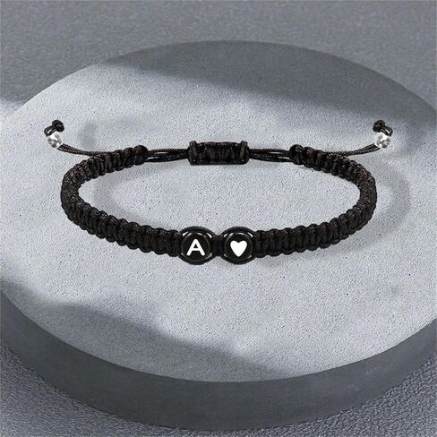 Heart Initial Bracelets for Boys Girls Charms Handmade Adjustable Rope Braided Letter Matching Bracelet for Couple Best Friends Letter A-Z Friendship Bracelets in Kuwait