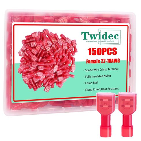 Twidec/150 قطعة مجموعة موصلات نايلون بأسمائها الحقيقية 22-18 مقياس قطع سريع معزول بالكامل سلك أنثى بأسمائها الحقيقية مجموعة متنوعة من الأطراف باللون الأحمر N-066-R-Fe in Saudi Arabia