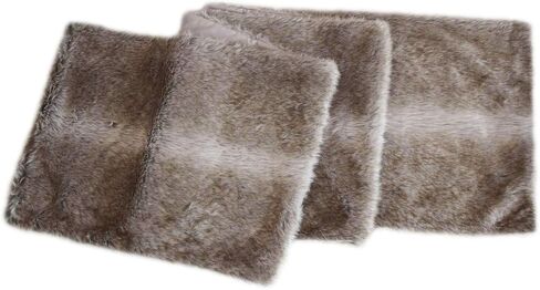 Deluxe Grey Brown Multi Colors,Grey Stripe and Beige Grey Mixted Color Faux Fur Runner,Table Decoration Christmas Style- 13"x72" in Saudi Arabia