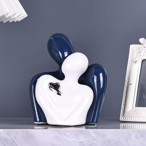 عناصر ديكور حامل تلفزيون صغير للزوجين لغرفة المعيشة، ديكور غرفة نوم للأزواج، نحت المواهب للأرفف، هدايا زوجين لها، عرض قطع لديكور المنزل (قلب ذهبي أبيض وأسود) in Kuwait