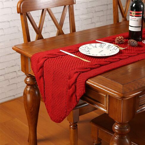 Sattiyrch Knit Table Runner, Thick Luxury Table Decoration for Holiday,15x72 Inch (Burgundy) in Saudi Arabia