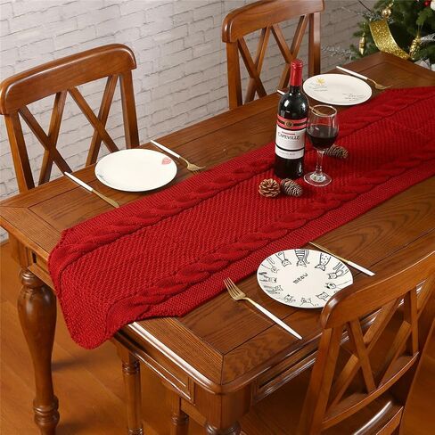 Sattiyrch Knit Table Runner, Thick Luxury Table Decoration for Holiday,15x72 Inch (Burgundy) in Saudi Arabia