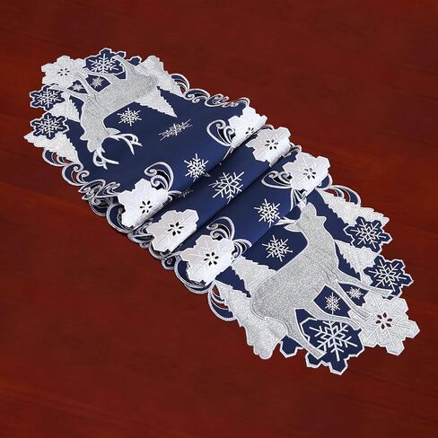 Simhomsen Embroidered Navy Blue Christmas Holidays Reindeer Table Runner (13 × 69 Inches) in Saudi Arabia