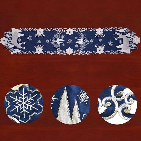 Simhomsen Embroidered Navy Blue Christmas Holidays Reindeer Table Runner (13 × 69 Inches) in Saudi Arabia
