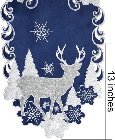 Simhomsen Embroidered Navy Blue Christmas Holidays Reindeer Table Runner (13 × 69 Inches) in Saudi Arabia