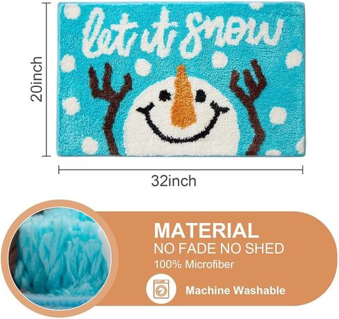 ORTIGIA Christmas Bathroom Rugs Santa Claus Cute Plush Bath Rugs Red White Bath Mat Non Slip Water Absorbent Washable Shower Rug for Christmas Bathroom Bedroom Decor 32x20 inch in Saudi Arabia