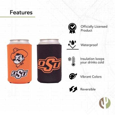 Desert Cactus Oklahoma State University Can Insulator Beverage Cooler 1 Pack Foam Beverage Holder OSU Cowboys (1 Pack Can - Design B) in Saudi Arabia