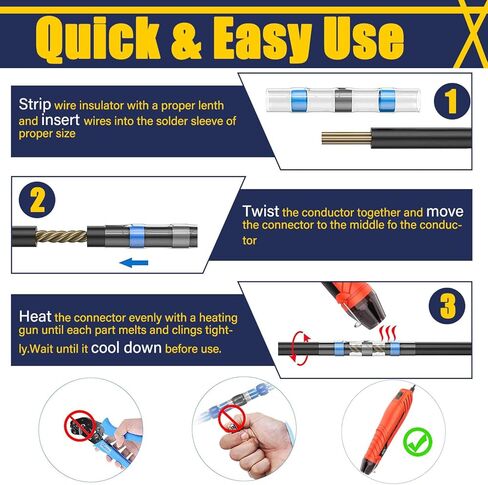 430PCS Solder Seal Wire Connectors with 300W Heat Gun, Waterproof Solder Stick Heat Shrink Butt Wire Connectors Electrical Connector Kit for Marine (26-10 Gauge) (430PCS Solder Sticks and Heat Gun) in Saudi Arabia