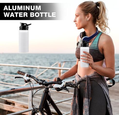 10 Pcs Aluminum Water Bottle 17 Oz Reusable Bike Water Bottles Snap Lid Metal Water Bottle Lightweight Portable Sports Water Bottle Leak Proof Gym Water Bottle for Travel Camping Hiking (White) in Kuwait