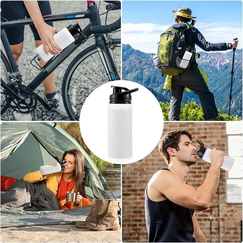 10 Pcs Aluminum Water Bottle 17 Oz Reusable Bike Water Bottles Snap Lid Metal Water Bottle Lightweight Portable Sports Water Bottle Leak Proof Gym Water Bottle for Travel Camping Hiking (White) in Kuwait