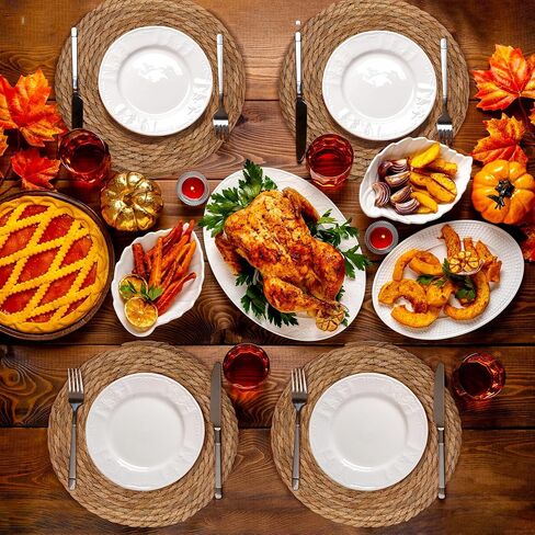 GENMOUS Woven Placemats Set of 10, 12" Round Placemats Natural Water Hyacinth Boho Placemats,Farmhouse Rattan Chargers for Dinner Plates, Rustic Braided Wicker Table Mats for Thanksgiving,Home,Wedding in Saudi Arabia