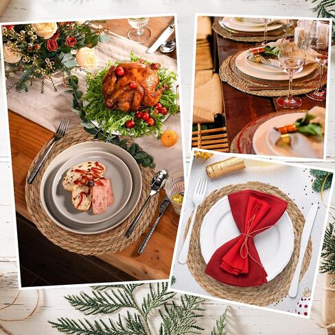 GENMOUS Woven Placemats Set of 10, 12" Round Placemats Natural Water Hyacinth Boho Placemats,Farmhouse Rattan Chargers for Dinner Plates, Rustic Braided Wicker Table Mats for Thanksgiving,Home,Wedding in Saudi Arabia