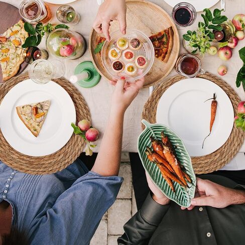 GENMOUS Woven Placemats Set of 10, 12" Round Placemats Natural Water Hyacinth Boho Placemats,Farmhouse Rattan Chargers for Dinner Plates, Rustic Braided Wicker Table Mats for Thanksgiving,Home,Wedding in Saudi Arabia