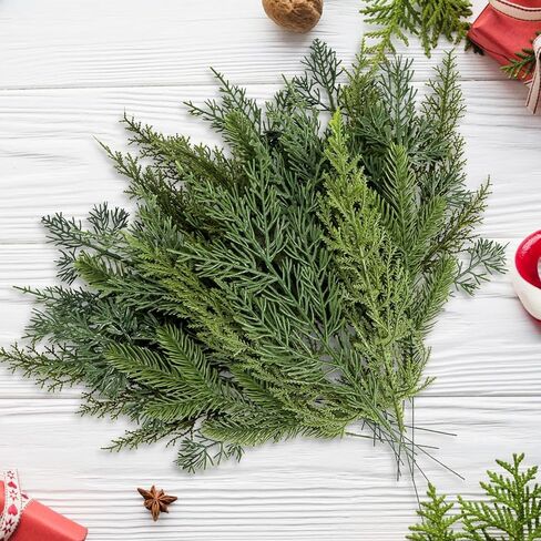40 Pcs Christmas Artificial Pine Branches, 5 Styles Artificial Pine Branches Faux Leaves Needle Plastic Pine Sprigs Fake Greenery Pick for Christmas Wreaths DIY Craft Holiday Home Decor (40, Green) in Kuwait
