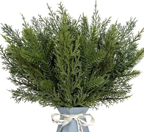 40 Pcs Christmas Artificial Pine Branches, 5 Styles Artificial Pine Branches Faux Leaves Needle Plastic Pine Sprigs Fake Greenery Pick for Christmas Wreaths DIY Craft Holiday Home Decor (40, Green) in Kuwait