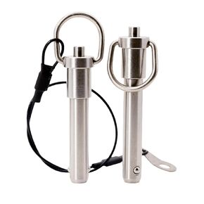 NRC&XRC 304 Stainless Steel Ball Locking Pins with Button Handle, 12mm Pin Dia. 51mm Usage Length Push-Button Quick Release Pin with Lanyard Cable (2Pack)