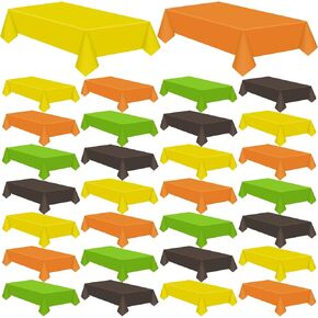 Patelai 12 Pcs Thanksgiving Disposable Plastic Tablecloth Fall Tablecloth for Rectangle Tables Waterproof Table Cover for Thanksgiving Fall Party Decoration, 54 x 108 Inch (Orange,Yellow,Brown)