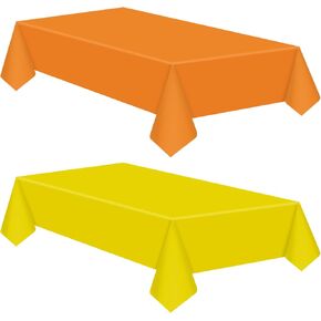 Patelai 12 Pcs Thanksgiving Disposable Plastic Tablecloth Fall Tablecloth for Rectangle Tables Waterproof Table Cover for Thanksgiving Fall Party Decoration, 54 x 108 Inch (Orange,Yellow,Brown)
