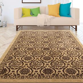 Antep Rugs Alfombras Non-Skid (Non-Slip) 2x7 Rubber Backing Floral Geometric Low Profile Pile Indoor Area Runner Rugs (Dark Green, 2' x 7')