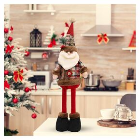 1 Pcs Christmas Xmas Gnome Plush with Telescopic Legs, Santa Claus Snowman Reindeer Christmas Decorations Standing Plush Figurine Telescopic Legs Xmas Party Ornament Holiday Standing Gnome Doll Gift