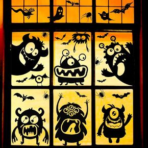 Halloween Window Clings Decorations Halloween Window Silhouette Decorations Cute Monster Silhouette Halloween Stickers for Window Glass