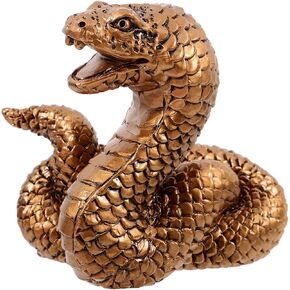 Ciieeo Brass Snake Statue, Chinese Zodiac Snake Figurine 8cm Resin Snake Sculpture Chinese Feng Shui Ornament Tea Pet 2025 Year of The Snake Decoration