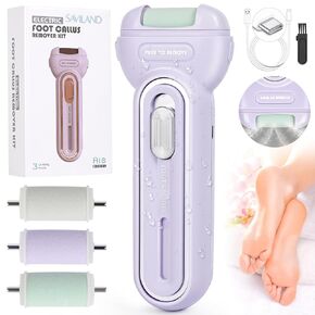 SAVILAND Electric Foot Scrubber 4000 RPM: Professional Callus Remover for Feet Hard Cracked Dry Skin Rechargeable Travel Foot File With 3 Roller Heads Waterproof Pedicure Kit Gifts for Athletes Women
