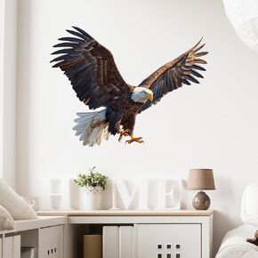 Lifelike Bald Eagle Wall Decal Nursery Bird Animal Wall Sticker Removable Peel and Stick Wall Art Decor for Kid Baby Classroom Preschool Living Room Playroom Bedroom School