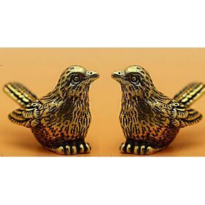 2pcs Brass Golden Bird Figurines Small Birds Statues Vintage Brass Bird Statue Retro Sparrow Figurine Home Decor Ornaments for Living Room, Bedroom, Office Desktop, Cabinets