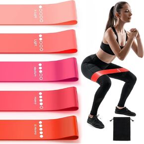 Resistance Loop Exercise Bands with Instruction Guide and Carry Bag, Set of 5