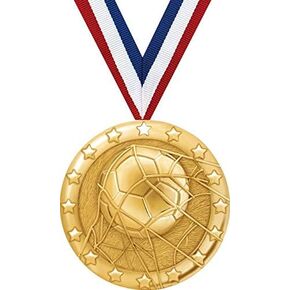 Crown Awards Soccer Medal, 2" Shiny Gold Soccer Medals for Kids with Free Custom Engraving Prime