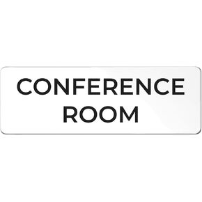 Conference Room Sign, Durable ABS Plastic with Full Adhesive Backing, Sign for Door or Wall, 2x6" (White)