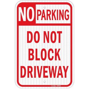 GicnKeuz Large Do Not Block Driveway Sign, 18x12 Inches No Parking Signs,Reflective Aluminum, Fade Resistant/Waterproof, Indoor or Outdoor Use (1-Pack)