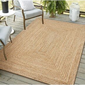 4x6 Rug,Rug 4x6',Rag Rugs,Jute Rug,Braided Rug,Jute Rugs,Jute Handloom Rug 4x6',Farmhouse Area Rugs,Natural Braided Doormat for Kitchen Entryway Pets Playing Rugs - Natural
