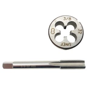 3/8-32 UNEF Tap and Die Set RH Right Hand 3/8-32 Thread Tap Die Cutting Machine Screw, 3/8x32 Thread Tap and Round Die RH 3/8 x 32 Machine Screw Tap Right Hand